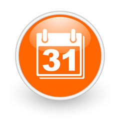 Obraz premium calendar orange circle glossy web icon on white background