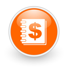 money orange circle glossy web icon on white background