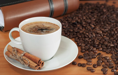 cup of coffee and a book
