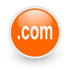 com orange circle glossy web icon on white background