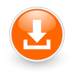 download orange circle glossy web icon on white background
