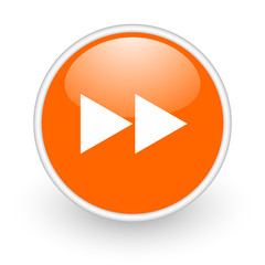 scroll orange circle glossy web icon on white background