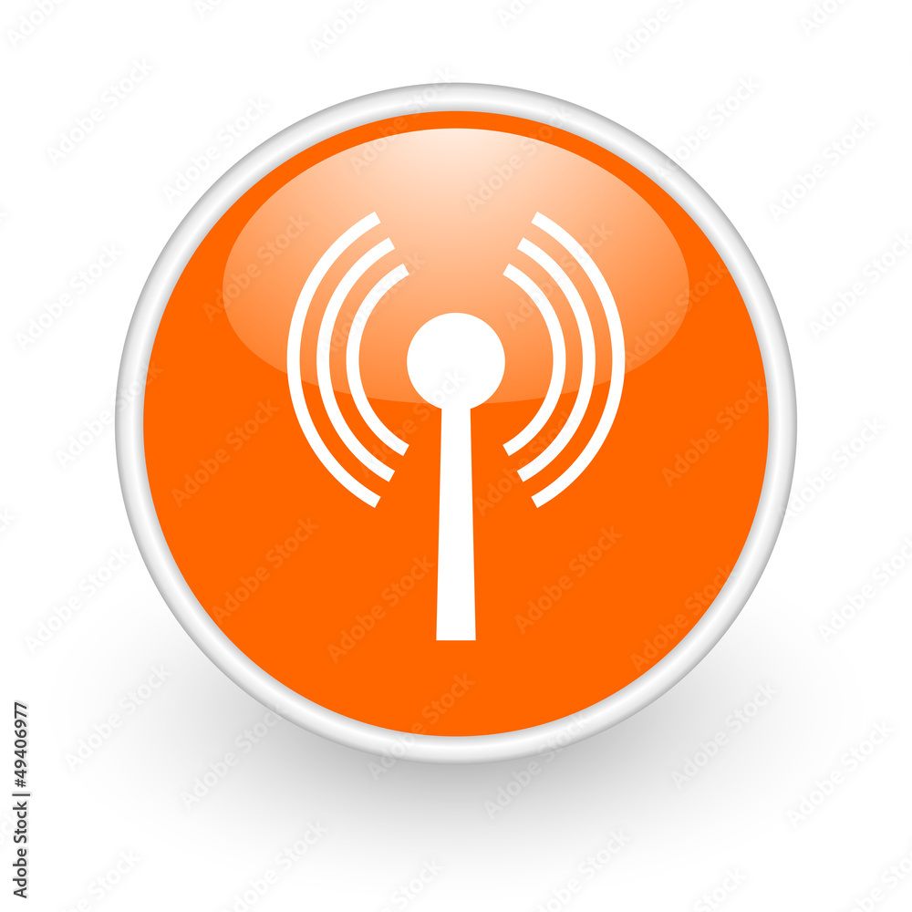 Poster wifi orange circle glossy web icon on white background