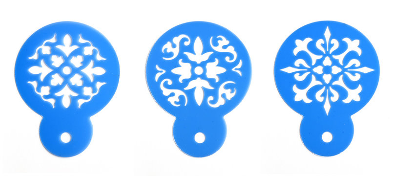 Stencil for decoration of cakes, pastries, biscuits and coffee
