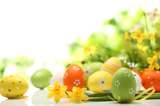 Easter eggs decorated with flowers