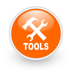 Fototapeta premium tools orange circle glossy web icon on white background