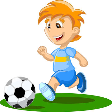 Мальчик играет в футбол