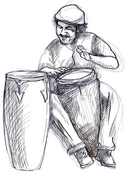 Conga Player - A Hand Drawn Illustration