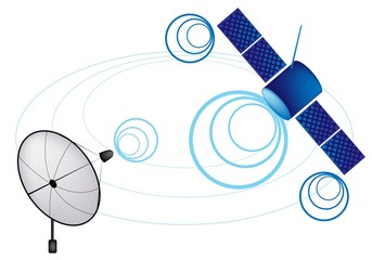 An Illustration of Satellite and Satellite Dish
