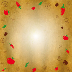 Vintage Background With Icons Vegetables