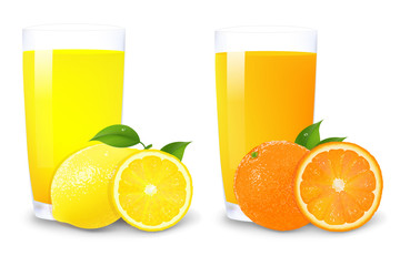 Lemon And Orange Juice And Slices Of Orange