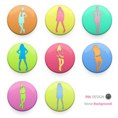 Button with girls inside. 