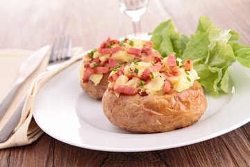 baked potato with bacon and cheese