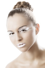 Fototapeta premium the floral makeup, she is turned of three quarters