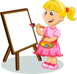 Девушка рисунок на мольберте