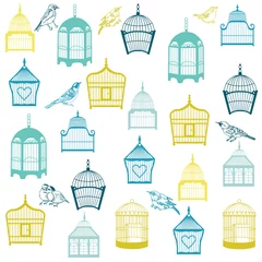 Cercles muraux Oiseaux en cages Oiseaux et Birdcages Background -pour la conception ou l& 39 album -vector
