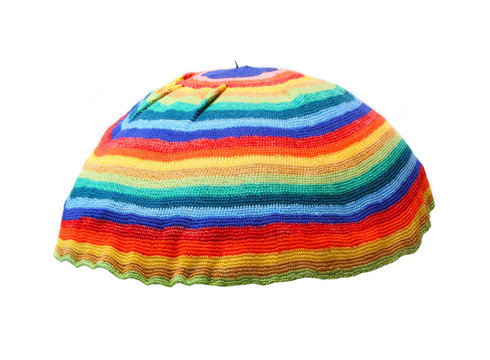 Rainbow Rasta Cap. Homemade Knitted Product.