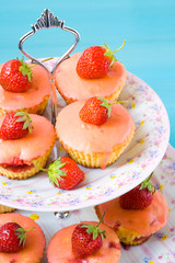 Strawberry corn cupcakes