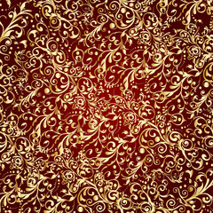 Vintage ornament seamless pattern vector - gold and purple