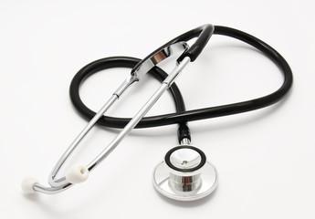 Black stethoscope isolated on white