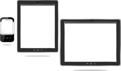 Modern digital tablet PC with mobile smartphone isolated