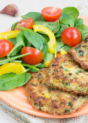 Quinoa fritters and salad