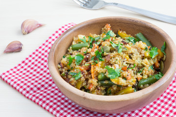 Vegetarian stir-fry with quinoa