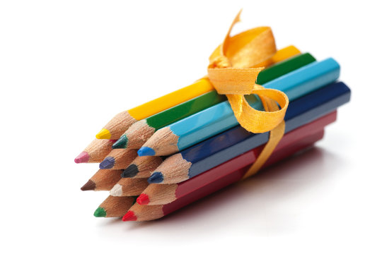 Pencils Bound Together With Ribbon