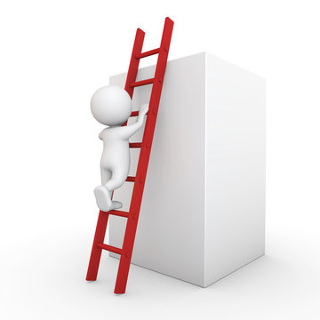 3D Minimalistic Person - Climbing Up A Ladder