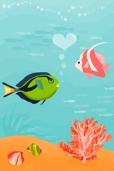 Poster Foto van een twee vissen (behang voor mobiele telefoon) © niky002
