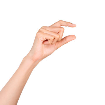 Hand gesture holding isolated on white