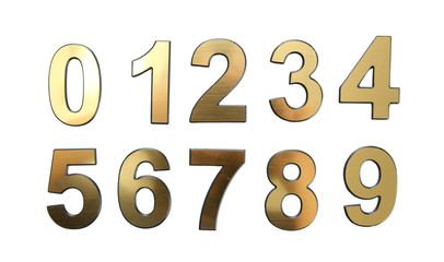 Golden numbers, isolated on white