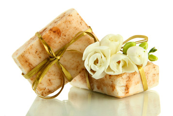 Natural handmade soap, isolated on white