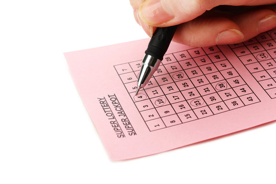 Closeup of lotto ticket during the marking of numbers