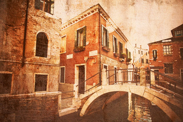 nostalgisch texturiertes Bild einer typischen Venedigansicht