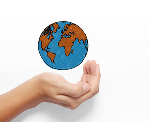 Globe ,earth in human hand