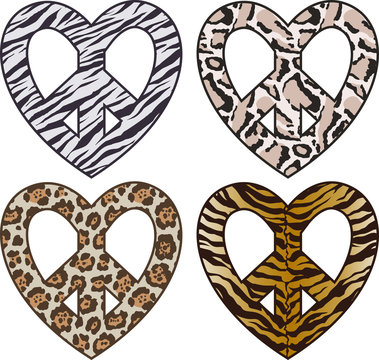 peace sign in animal skin pattern