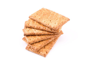 Wholesome biscuits with cereal isolated on white.