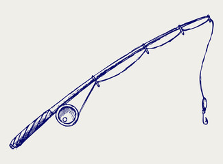 Fishing rod. Doodle style