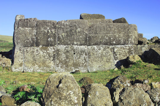 Ahu platform at the Easter Island, Chile.