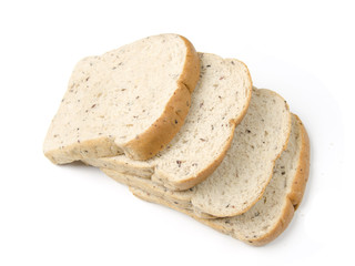 The cut loaf of bread with reflection isolated on white
