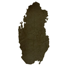 Dark silhouetted map of Qatar