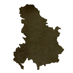 Dark silhouetted map of Serbia and Montenegro