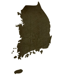 Dark silhouetted map of South Korea