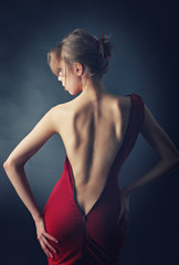 Obraz premium Girl in red dress