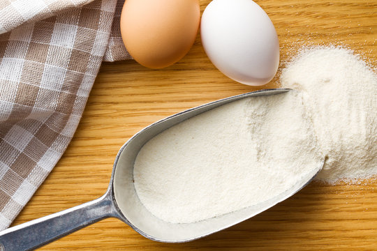 flour in metal scoop