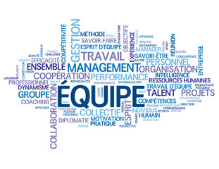 Nuage de Tags EQUIPE (travail esprit d’équipe management succès)