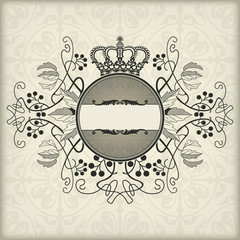 Vintage frame with crown