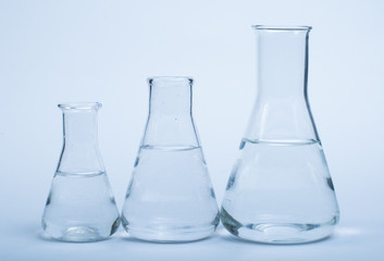 Empty glass laboratory utensils