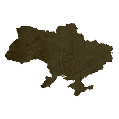 Dark silhouetted map of Ukraine